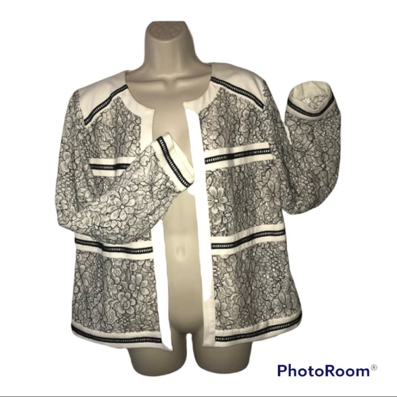 Black and white spring style blazer jacket Chico’s size 1 - Picture 1 of 7